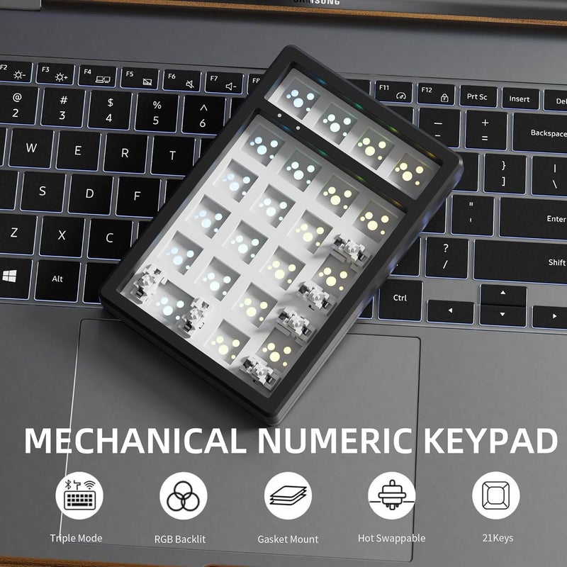 KEYCOOL K21 Wireless Numeric Keyboard, Mechanical Number Keypad Hot-swappable Bluetooth Numpad 5.0/2.4GHz, RGB Numerical Keyboard for Laptop Mac Win iOS Android - Image 5